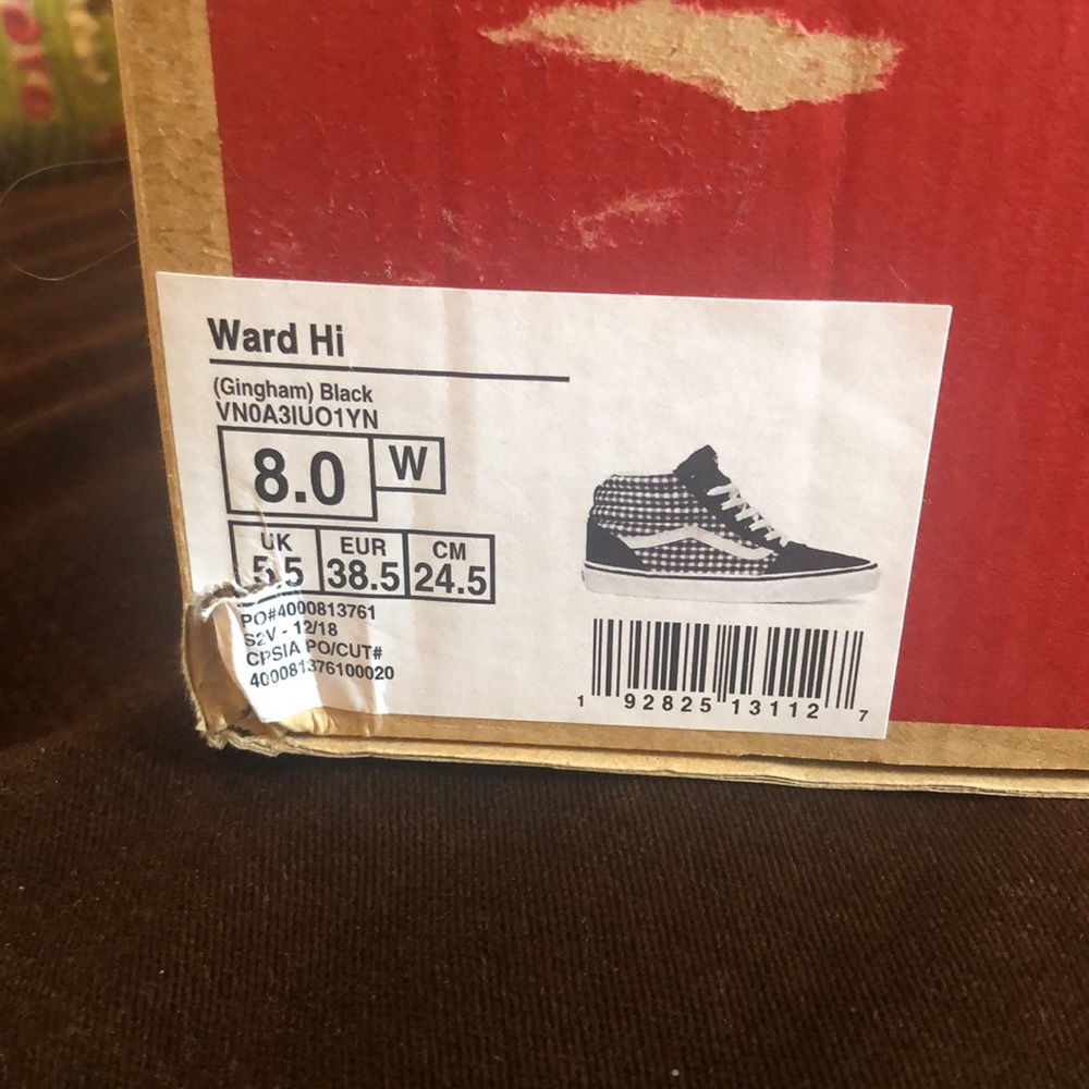 New w tags in box Vans Ward Hi Gingham Black Sk8-HI high tops 8 mini check - Picture 6 of 8